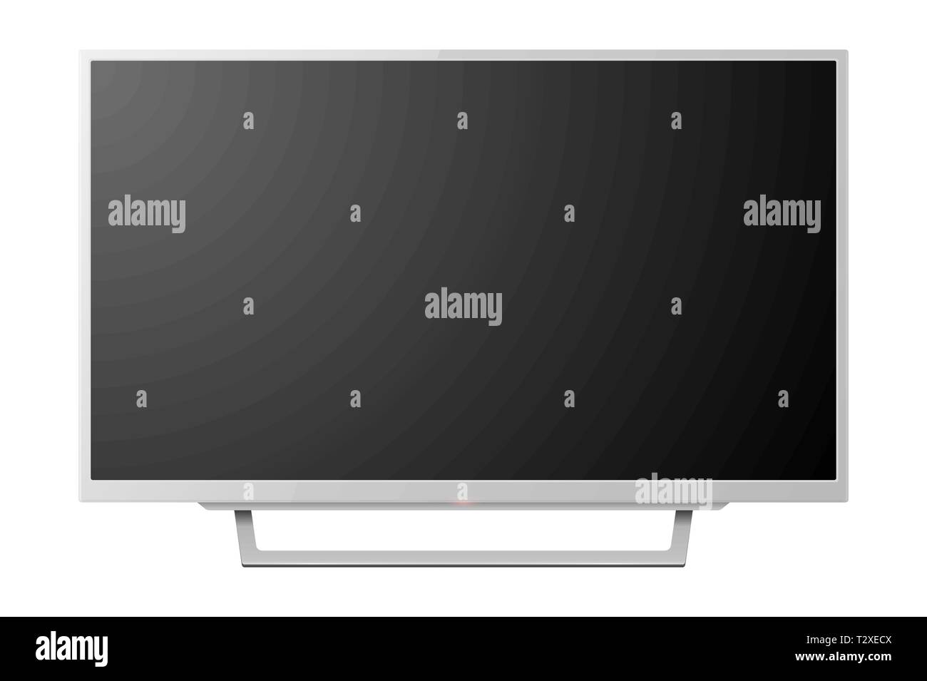 Vector 3d Realistic White Blank TV Screenon Stand. Modern LCD LED Panel Set Closeup Isolated on White Background. Design Template of Large Computer Mo Stock Vector