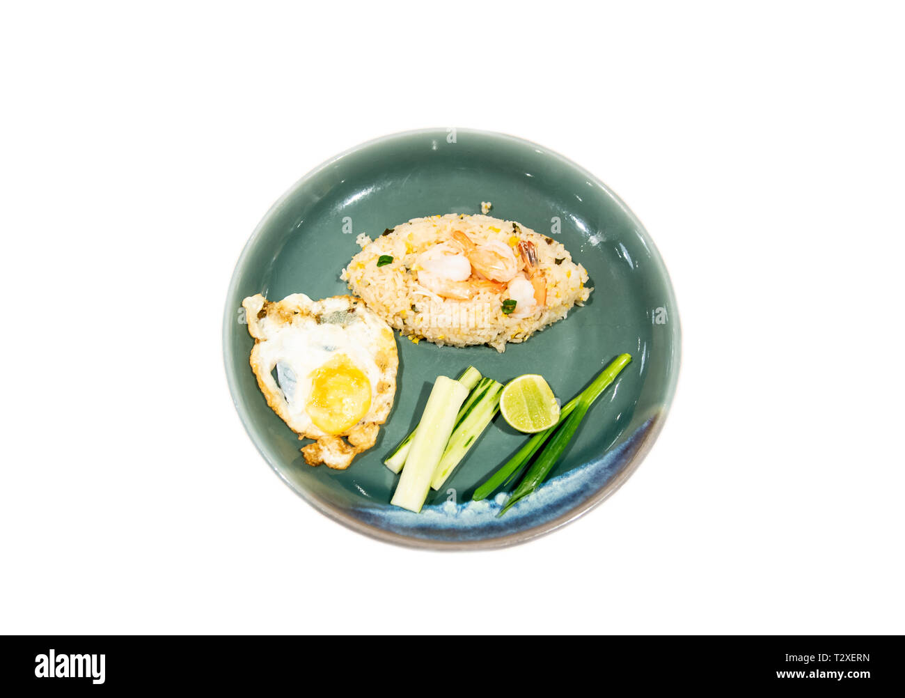 fried rice with shrimp  on white background Stock Photo