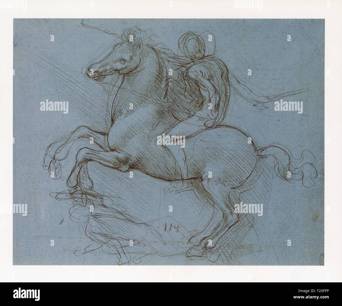 LEONARDO DA VINCI.STUDY OF SFORZA MONUMENT.14881489.SILVERPOINT ON