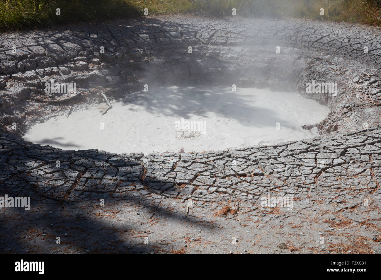 Bubbling Mud Pot in Yellowstone National Park Stock Photo