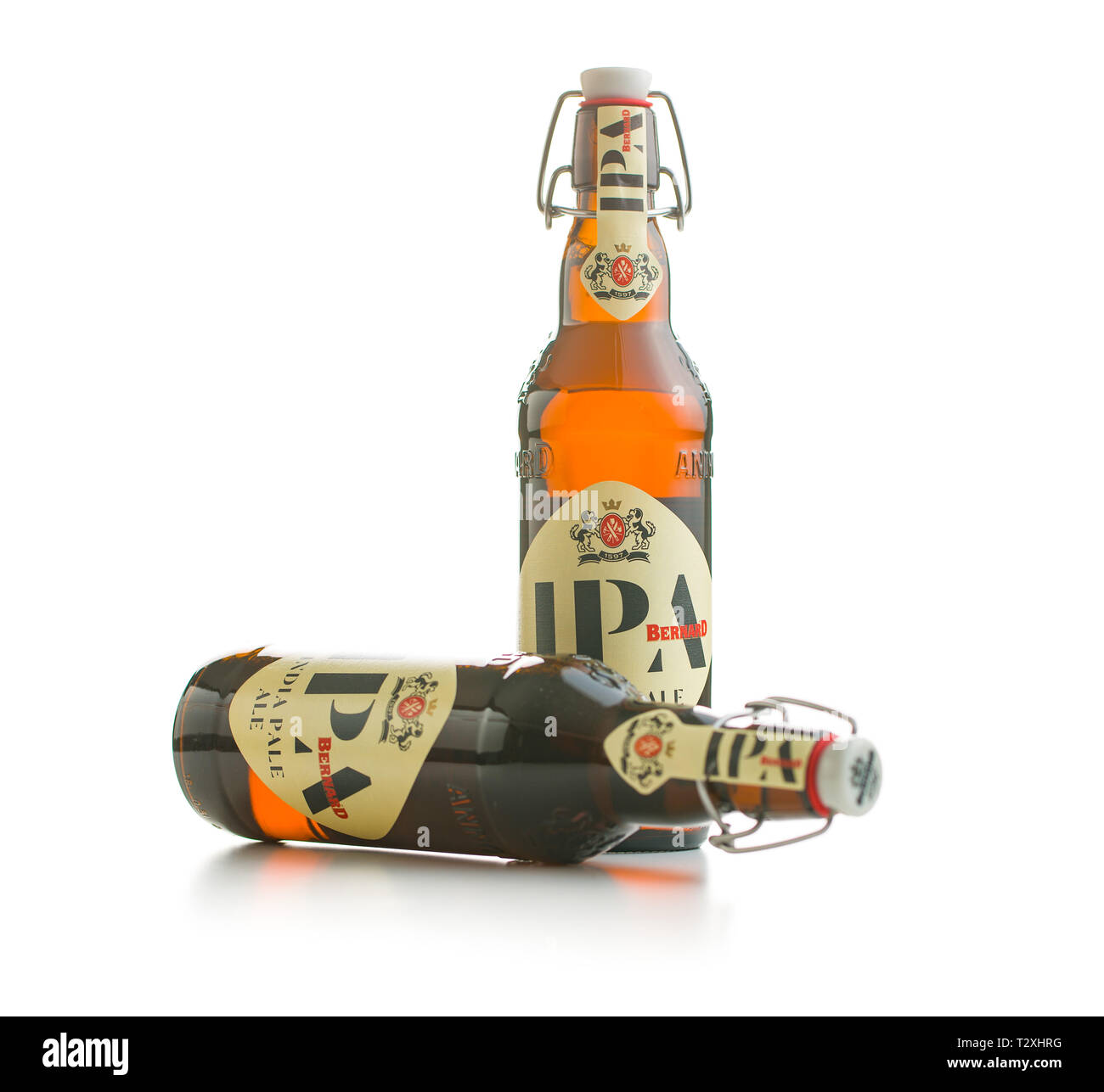 IPA india pale ale beer.  IPA beer made in Czech brewery Bernard. Stock Photo