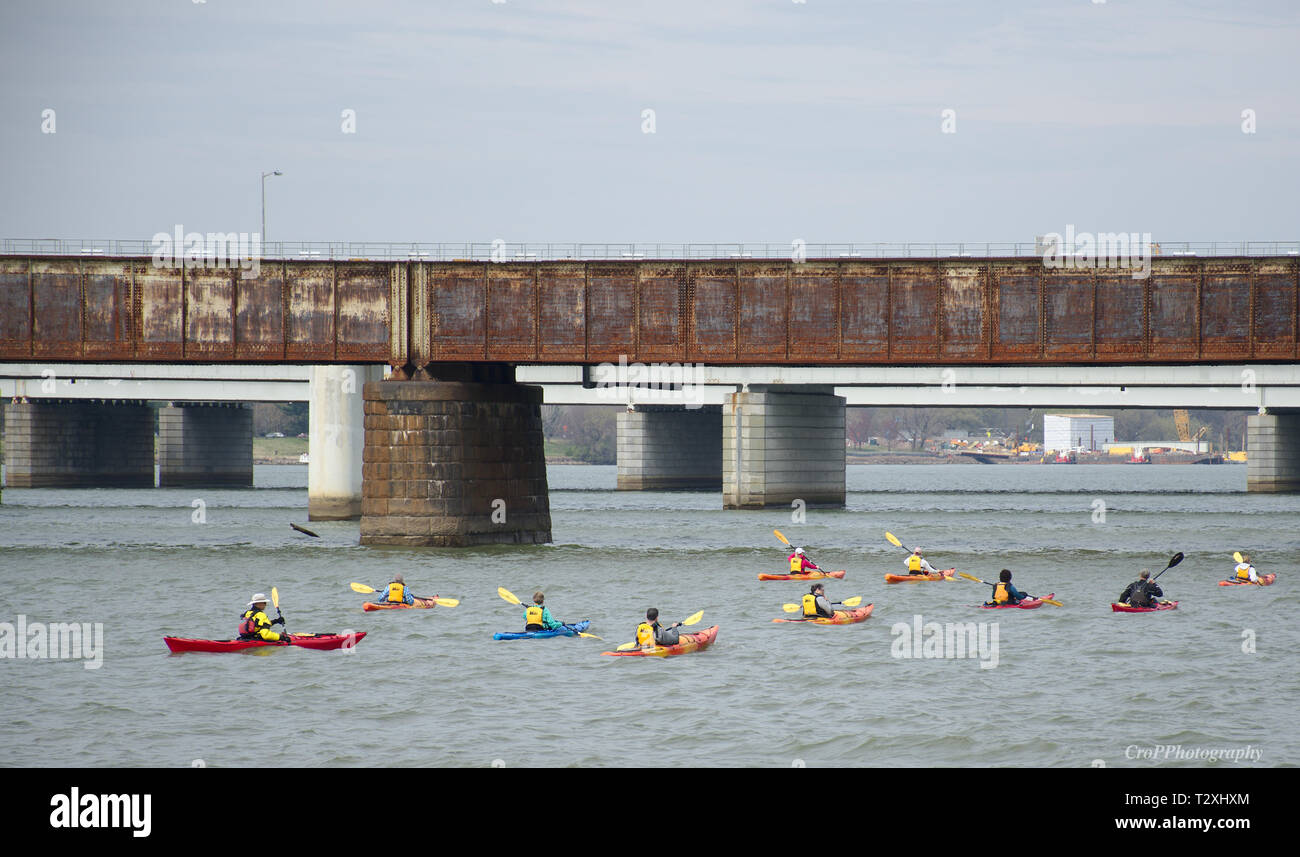 Kayaking class on the Potomac River in Washington DC Stock Photo Alamy