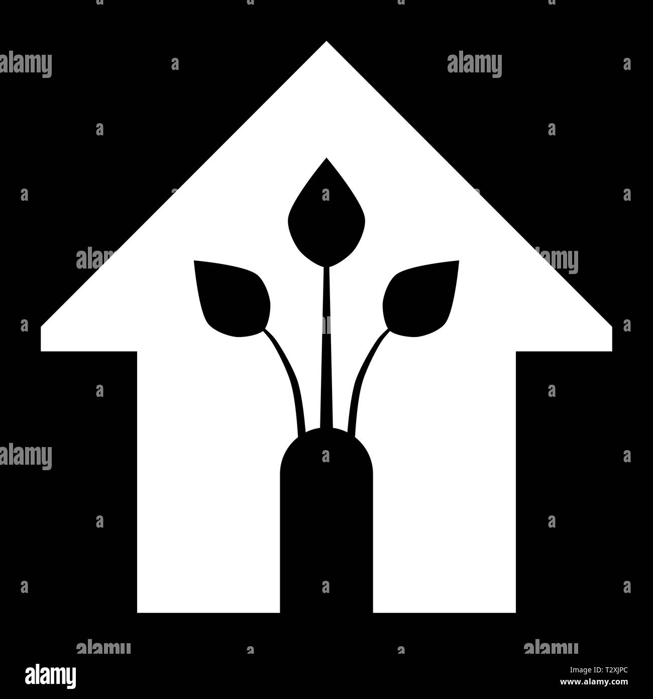 Eco house - green home icon - white, isolated - vector illustration ...