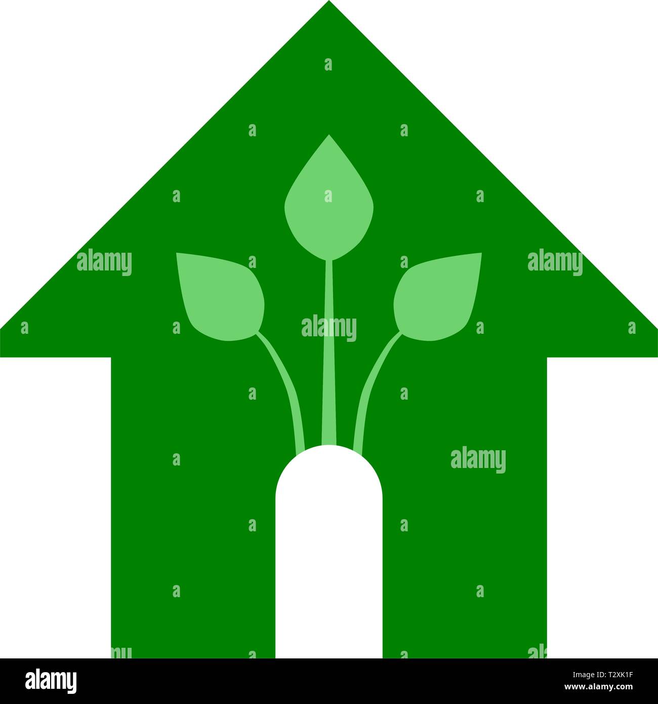 Eco house - green home icon - green, isolated - vector illustration ...