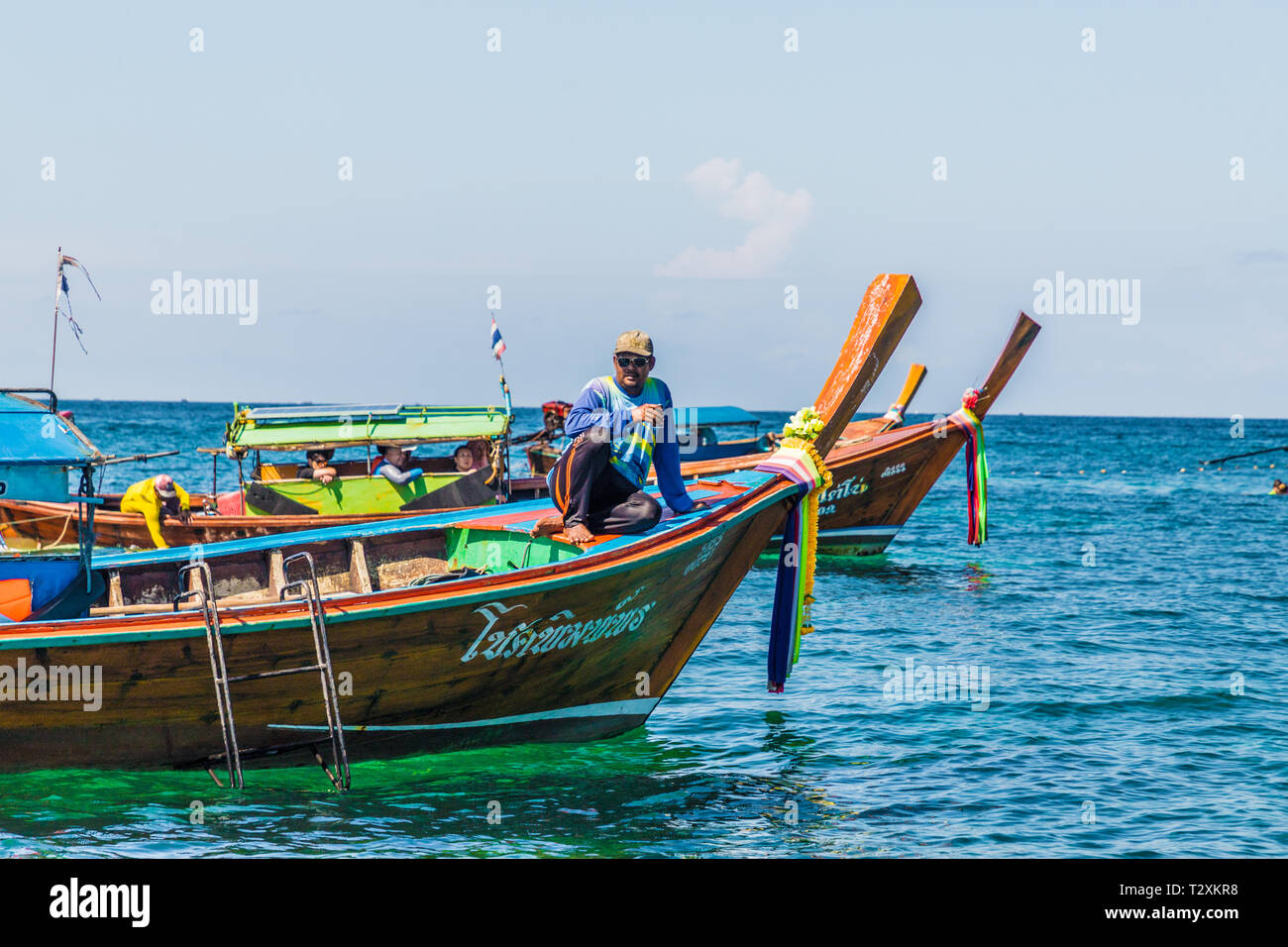 February 2019. Ko Lipe Thailand. A view of long tail boats on Ko Lipe in Tarutao national marine park in Thailand Stock Photo