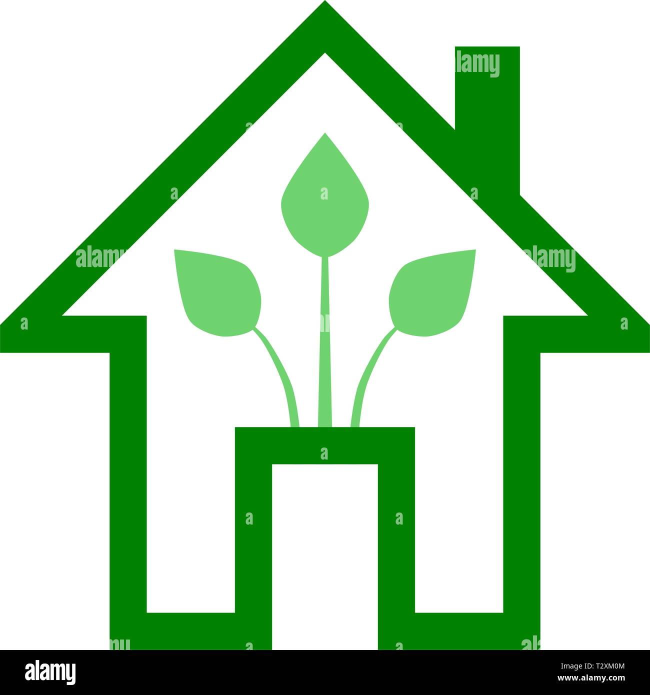 Eco house - green home icon - green outline, isolated - vector ...