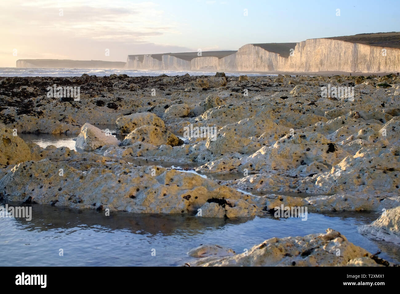 Seven Sisters chalk cliffs near Birling Gap, East Sussex, UK Stock Photo
