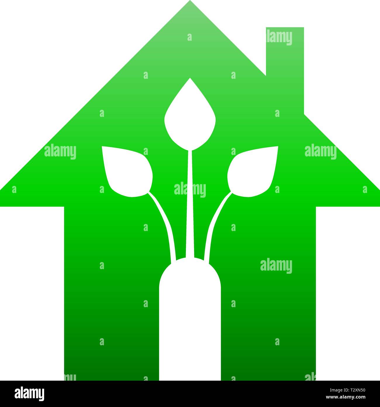 Eco house - green home icon - green gradient, isolated - vector ...