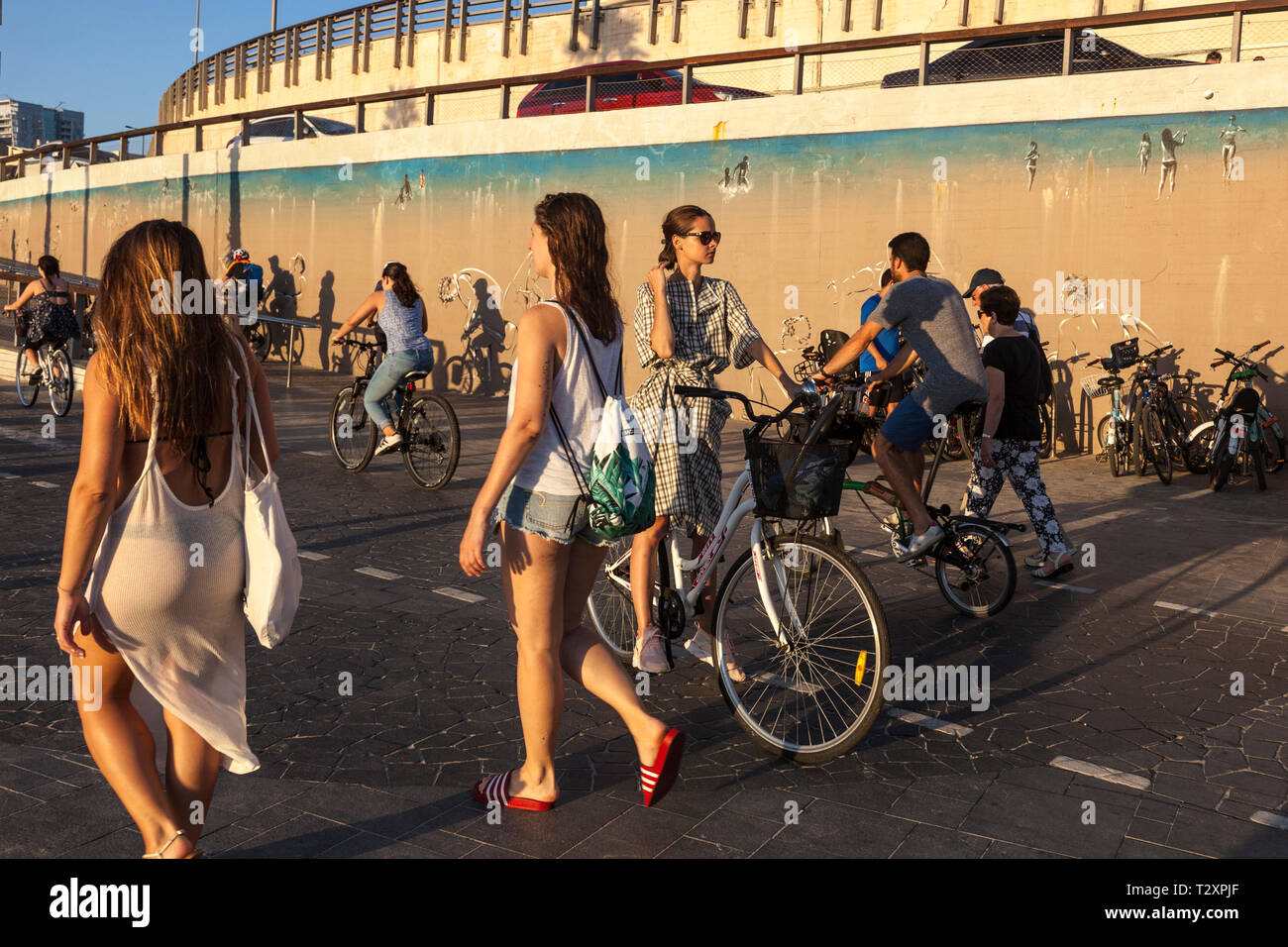 Tel Aviv beachfront promenade, Israel Stock Photo