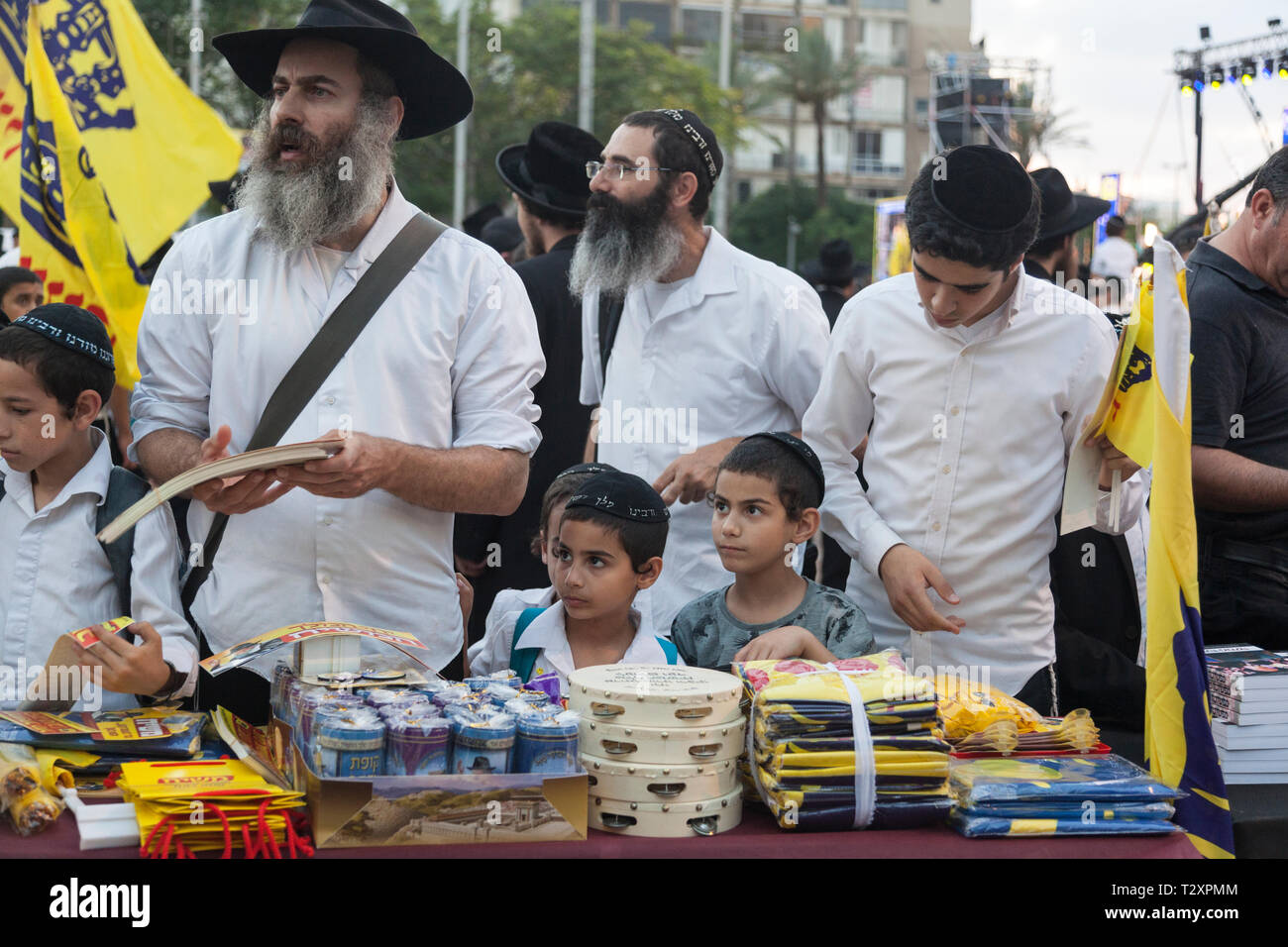 religious protest, Rabin Square, Tel Aviv, Israel Stock Photo
