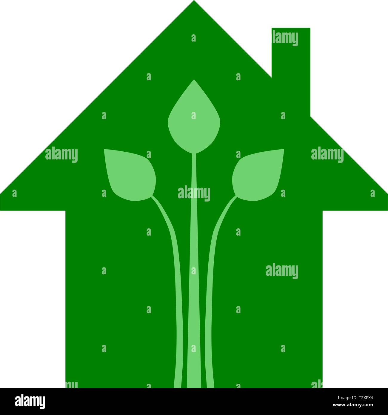 Eco house - green home icon - green, isolated - vector illustration ...