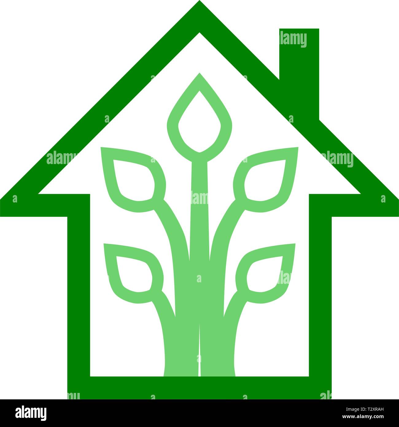 Eco house - green home icon - green outline, isolated - vector ...
