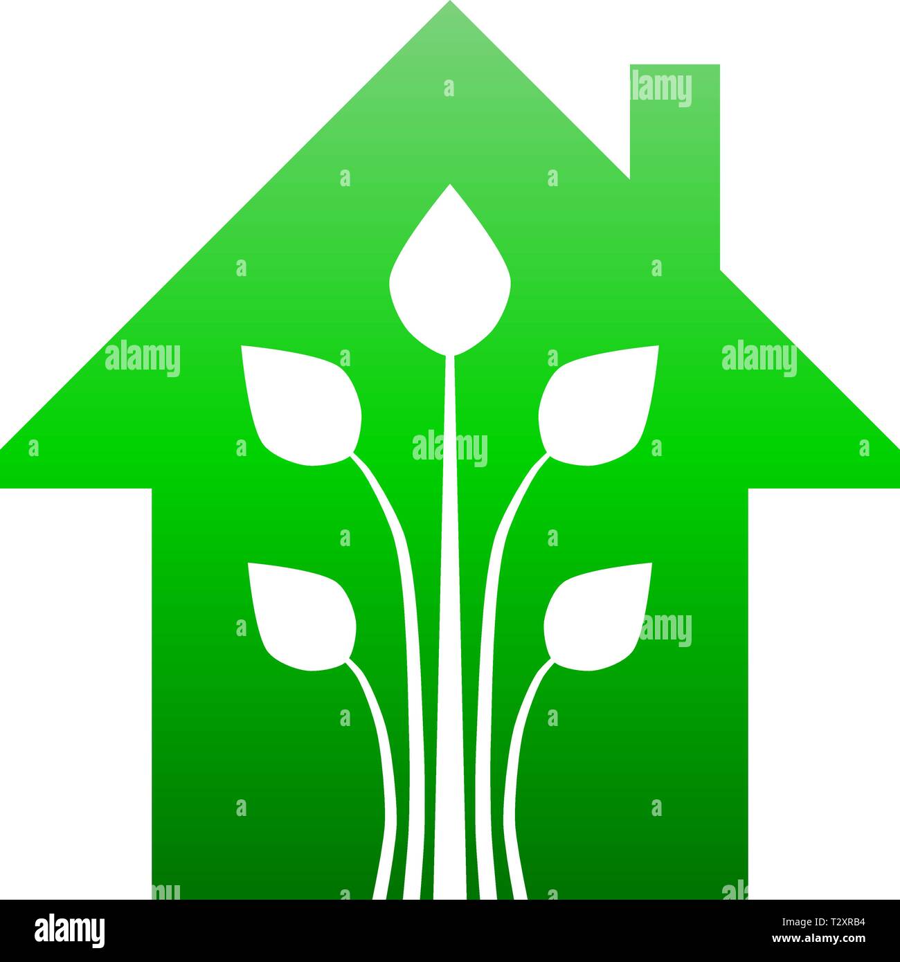 Eco house - green home icon - green gradient, isolated - vector ...
