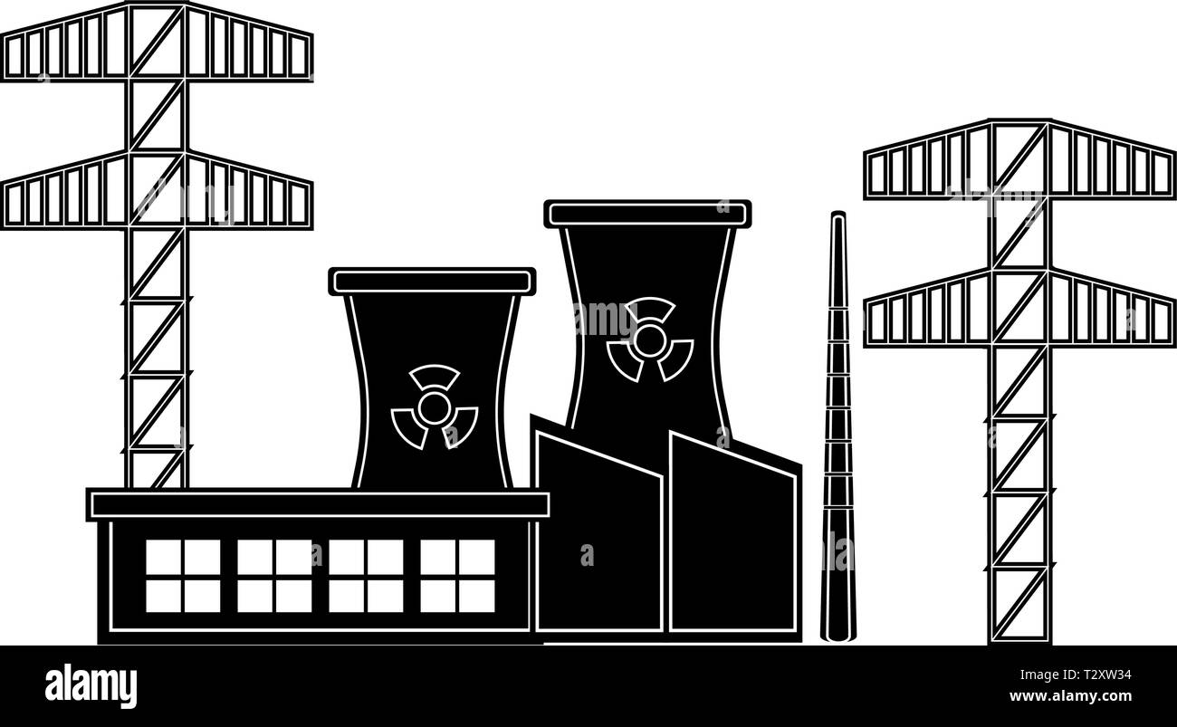 Nuclear plant icon image Black and White Stock Photos & Images - Alamy