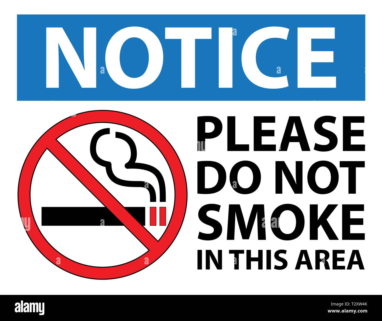 No Smoking Notice Sign. No cigarette Warning signage. Letter scale Vector design illustration. Stock Vector