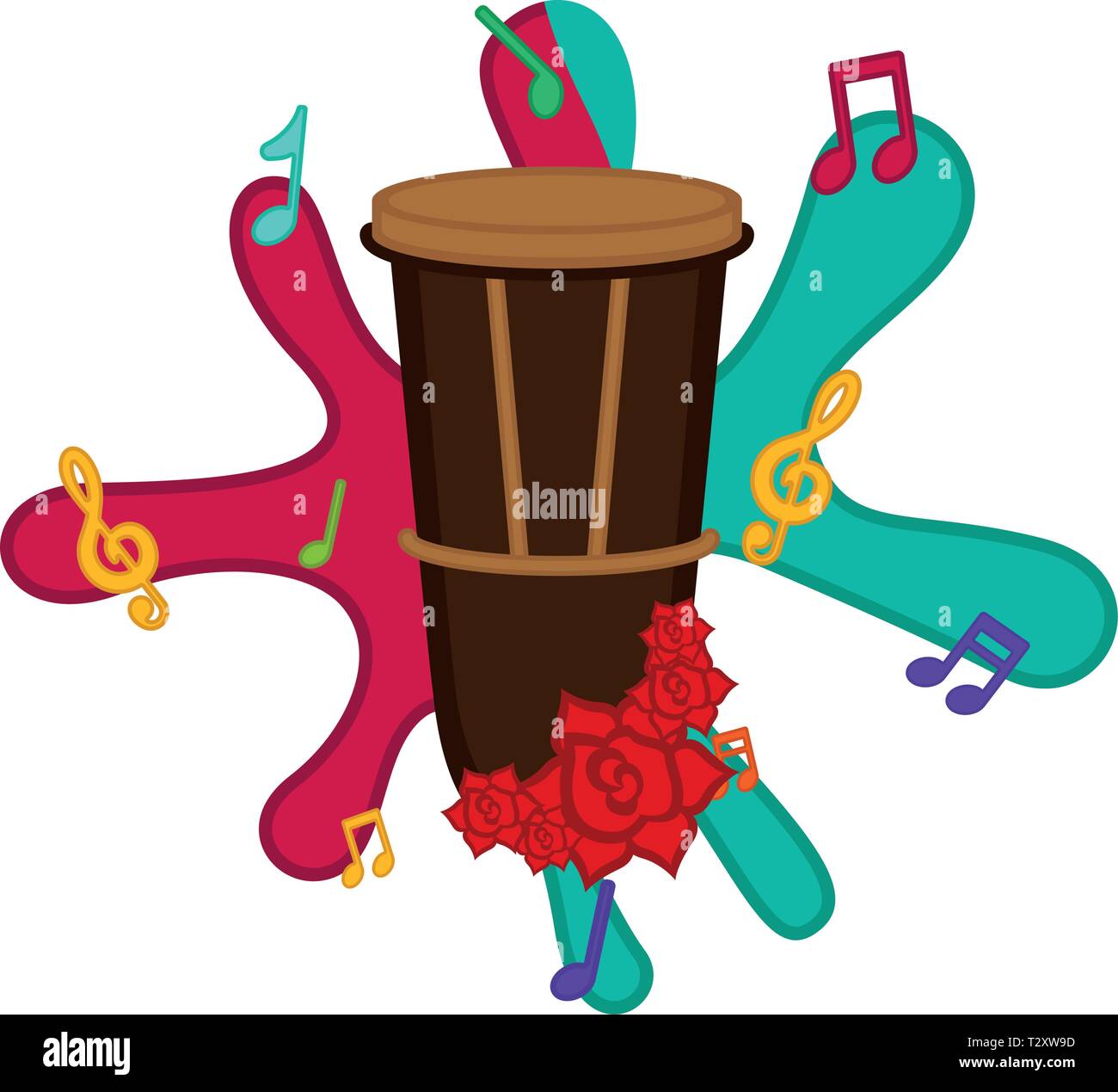 Isolated conga drum on a colored splash. Vector illustration design Stock Vector