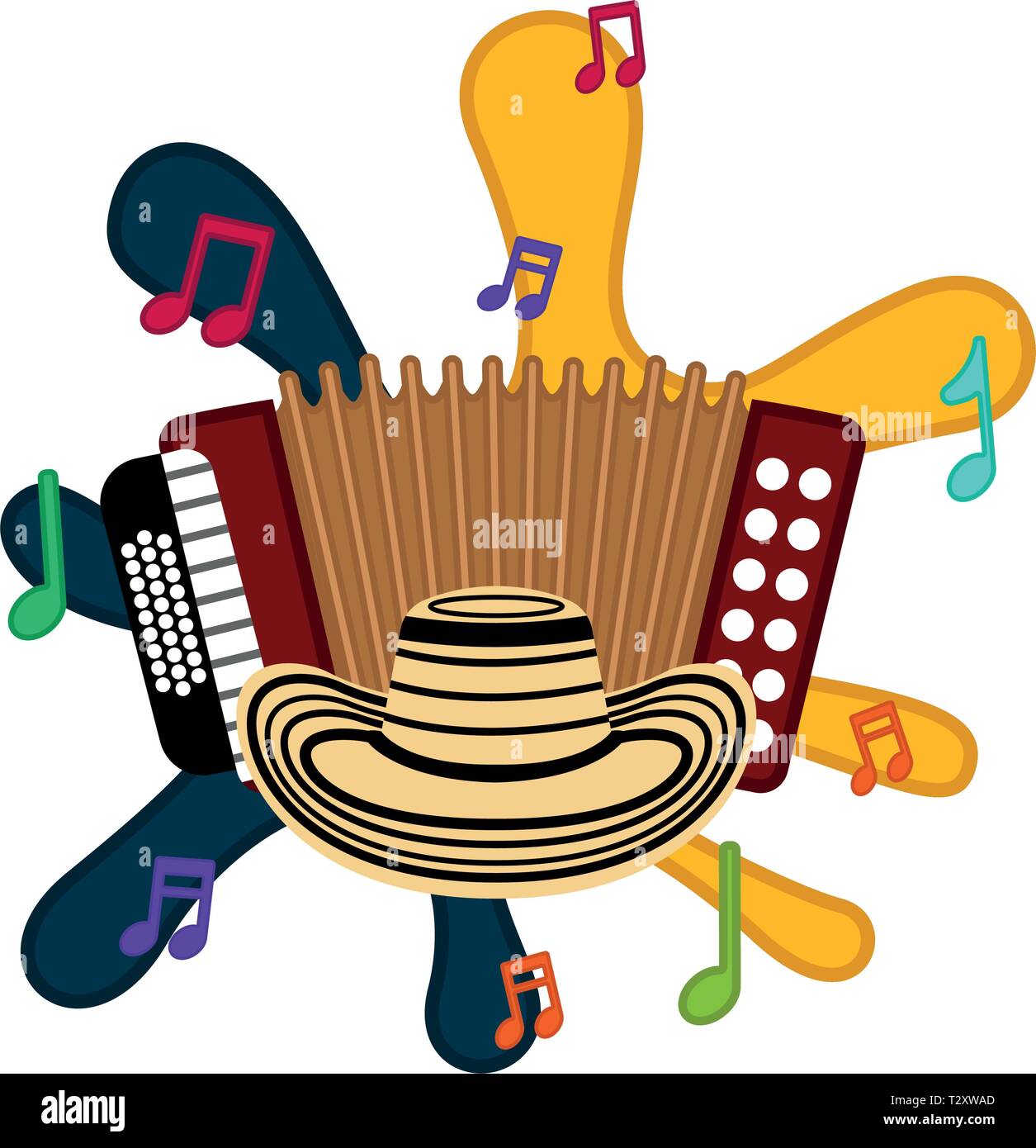 Isolated accordion on a colored splash. Vector illustration design Stock Vector