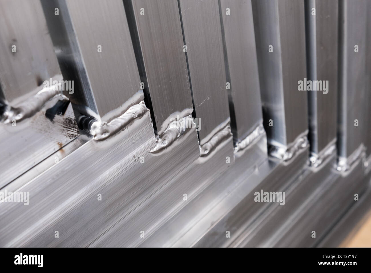 Aluminum square profiles welded in the frame Stock Photo Alamy