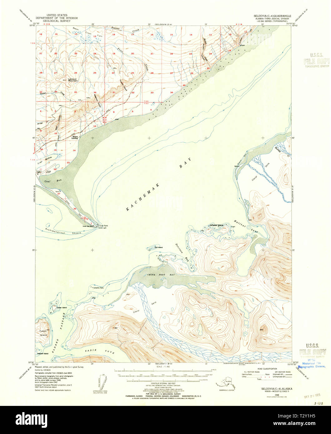 USGS TOPO Map Alaska AK Seldovia - Usgs Topo Map Alaska Ak Seldovia C 4 361819 1948 63360 Restoration T2Y1H5