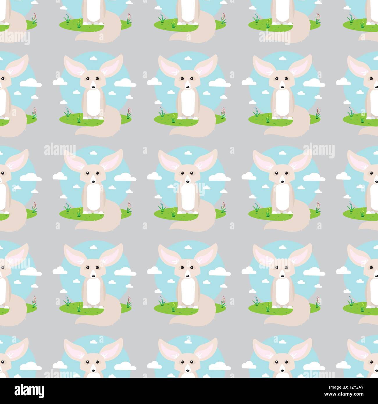Small cute fennec with big ears vector seamless pattern 10 eps Stock Vector