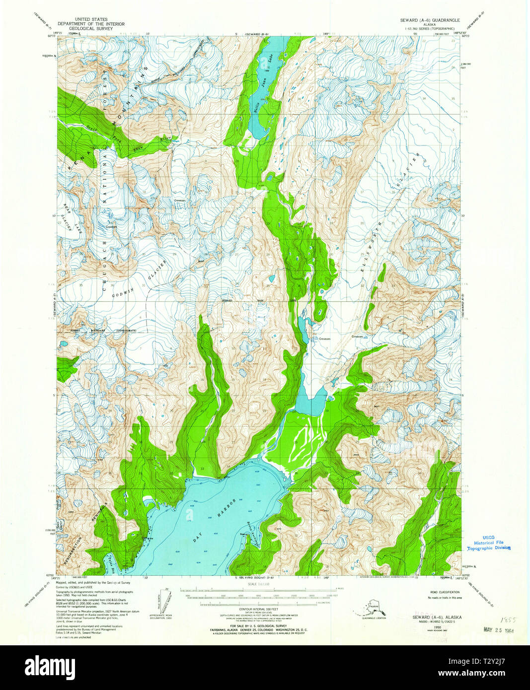 USGS TOPO Map Alaska AK Seward - Usgs Topo Map Alaska Ak Seward A 6 358883 1950 63360 Restoration T2Y2J7 