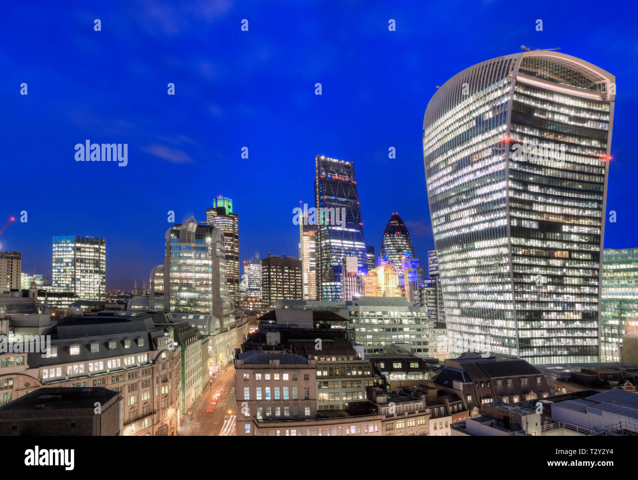 Elevated view of the Financial district of London Stock Photo