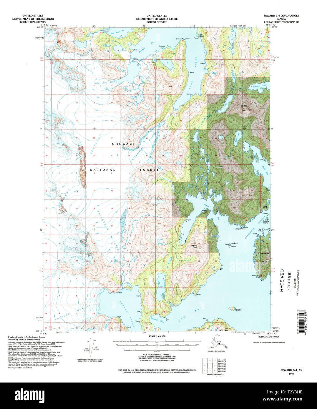 Usgs Topo Maps Alaska Usgs Topo Map Alaska Ak Seward B-4 358913 1994 63360 Restoration Stock  Photo - Alamy