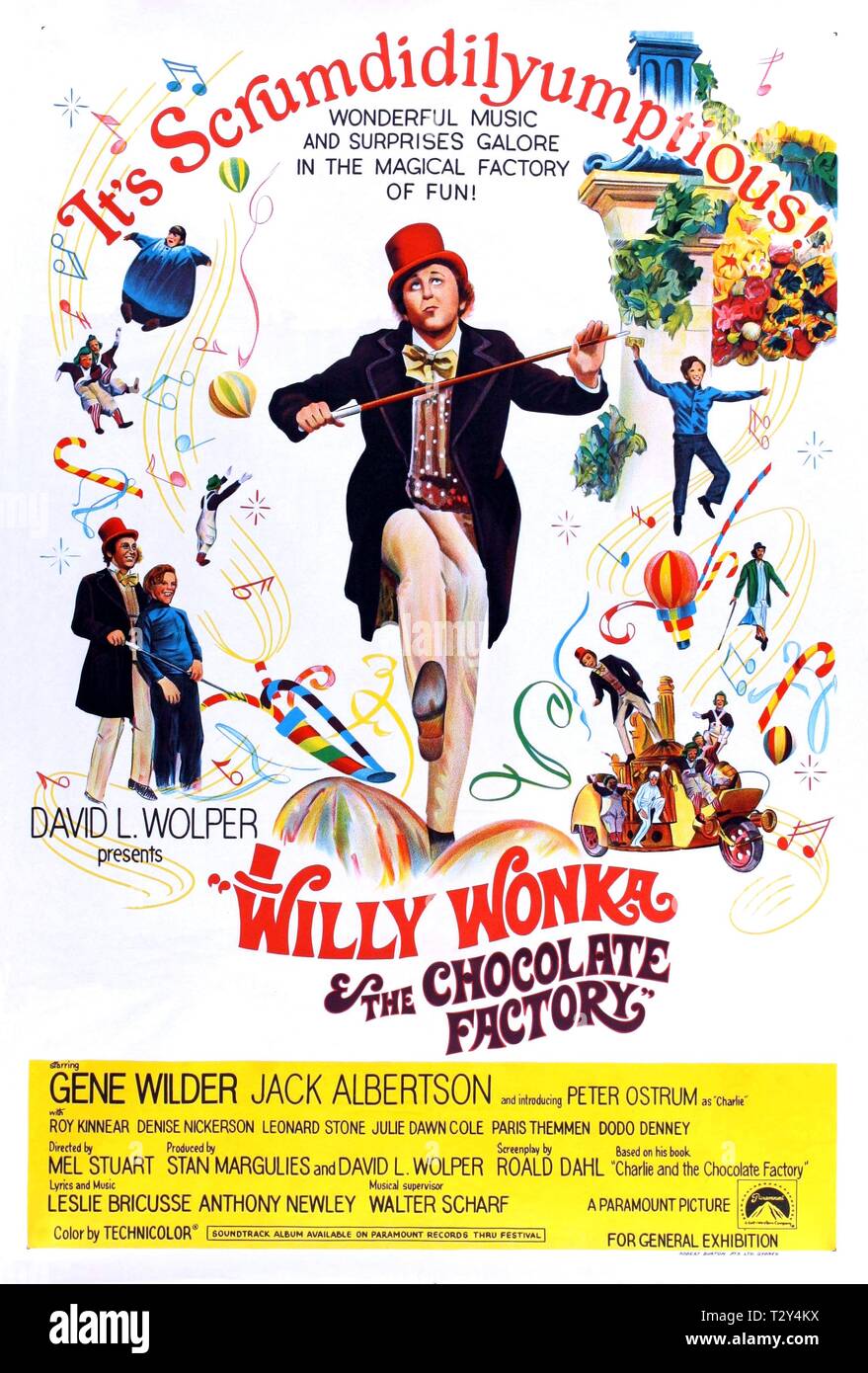 GENE WILDER POSTER, WILLY WONKA and THE CHOCOLATE FACTORY, 1971 Stock Photo