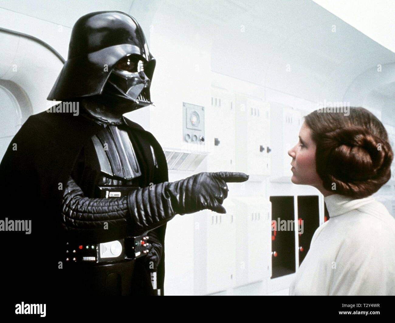 DAVID PROWSE, CARRIE FISHER, STAR WARS: EPISODE IV - A NEW HOPE, 1977 Stock Photo