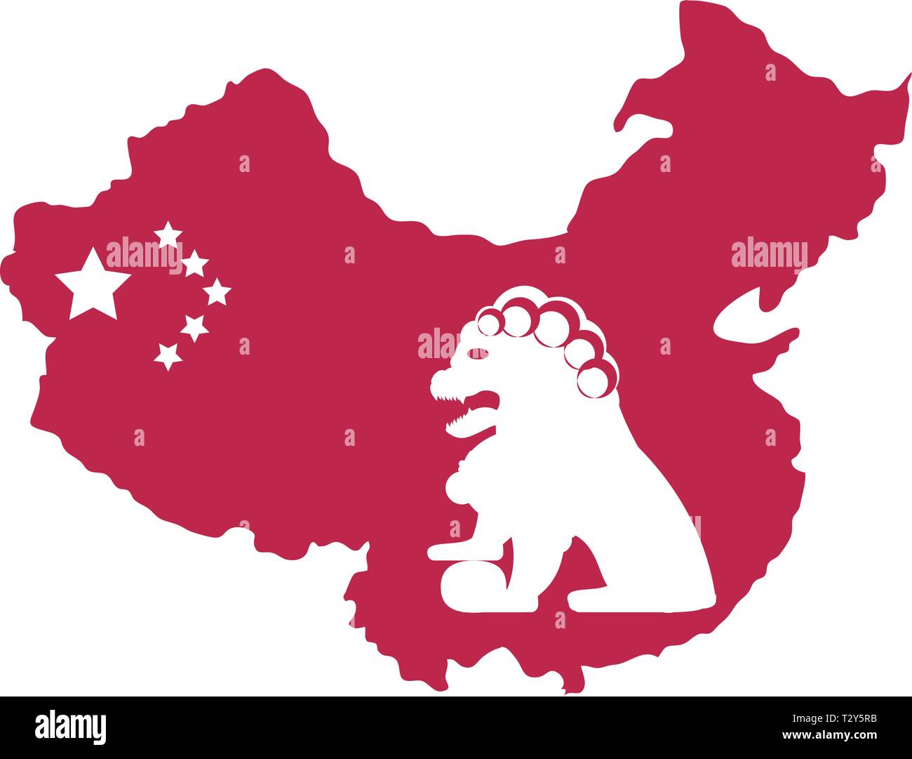 map china with flag and lion vector illustration design Stock Vector