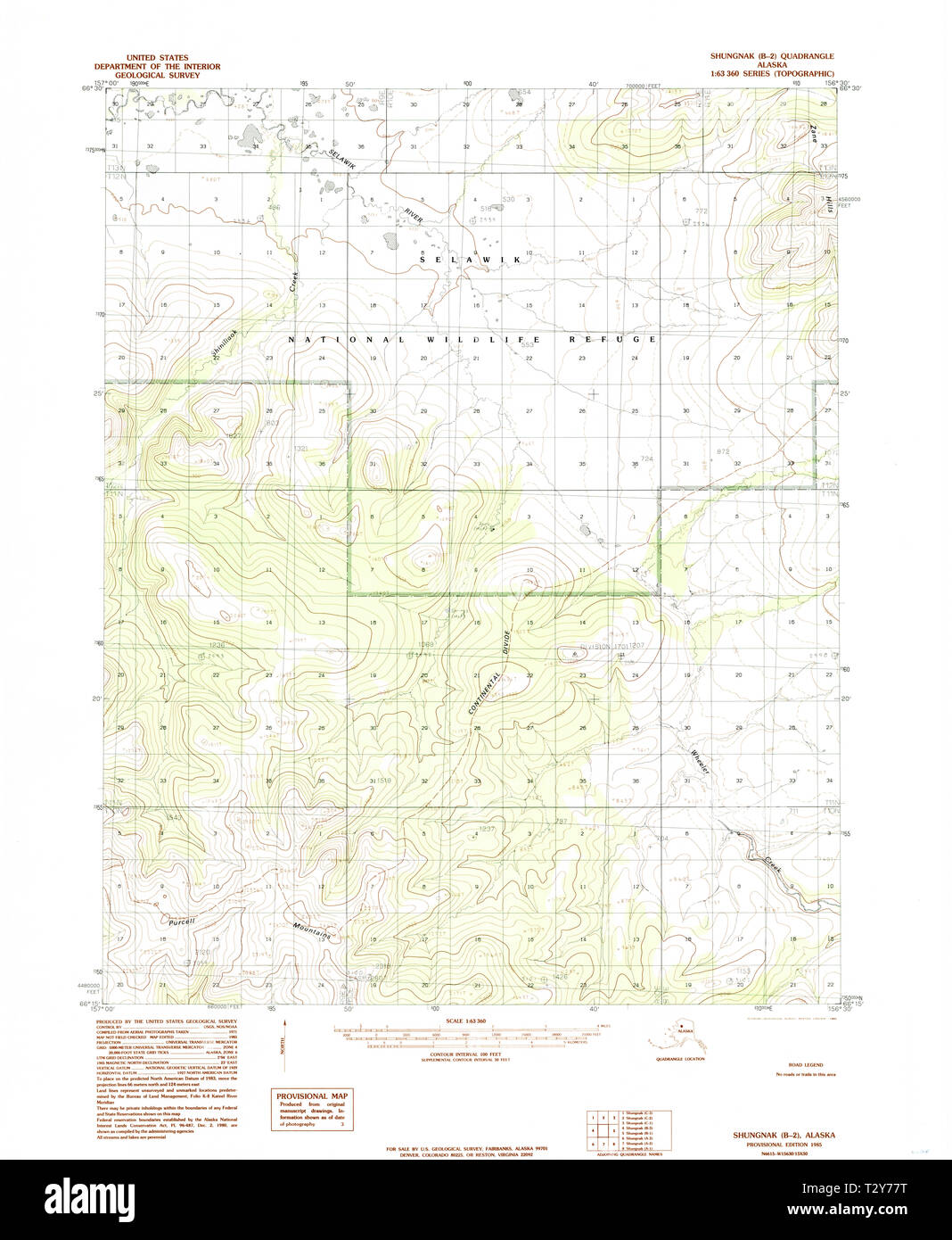 USGS TOPO Map Alaska AK Shungnak B2 359042 1985 63360 Restoration