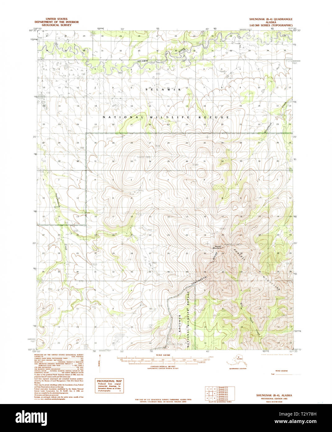 USGS TOPO Map Alaska AK Shungnak B4 359044 1985 63360 Restoration