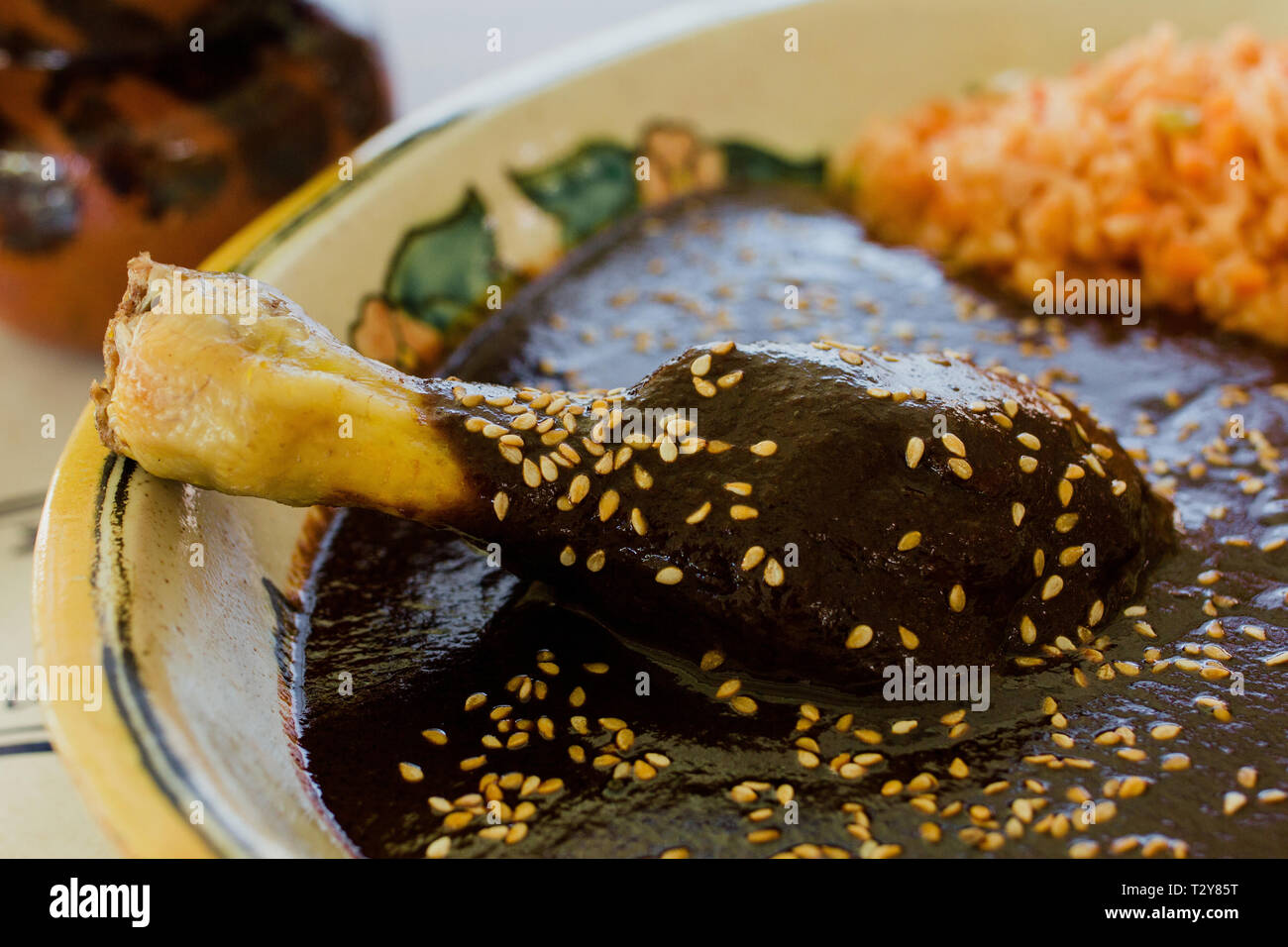 Mole Poblano Traditional Mexican Food with Chicken in Mexico Stock Photo Alamy