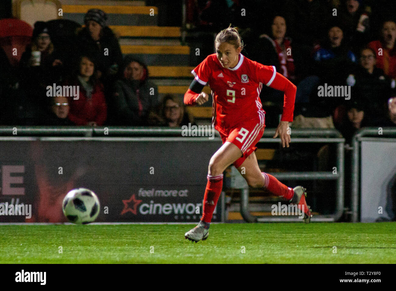Kayleigh Green of Wales in action. Wales v Czech Republic at Rodney Parade, Newport. Credit: Lewis Mitchell/YCPD. Stock Photo