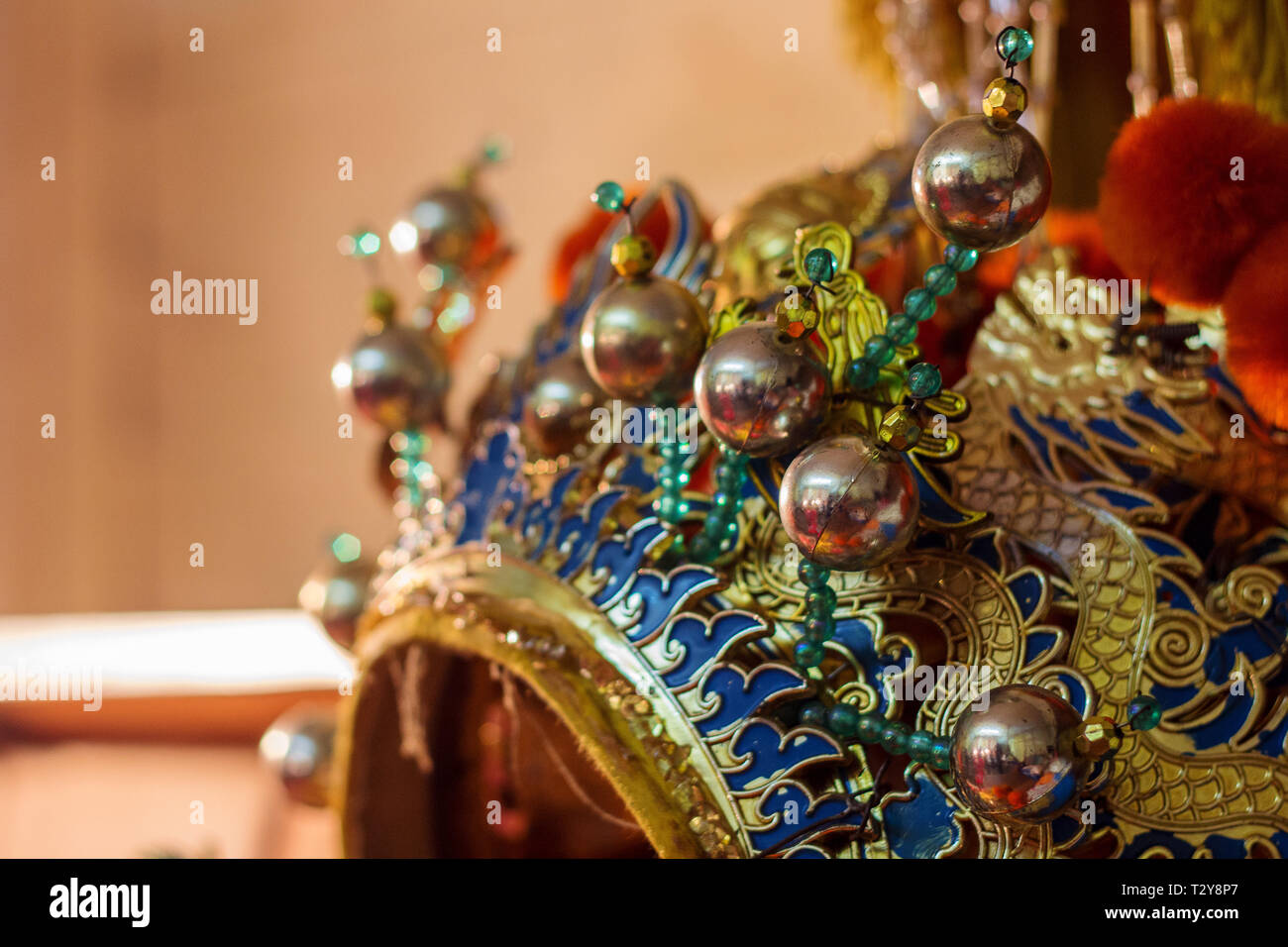 close-up of a traditional general headdress for chinese peking opera Stock Photo