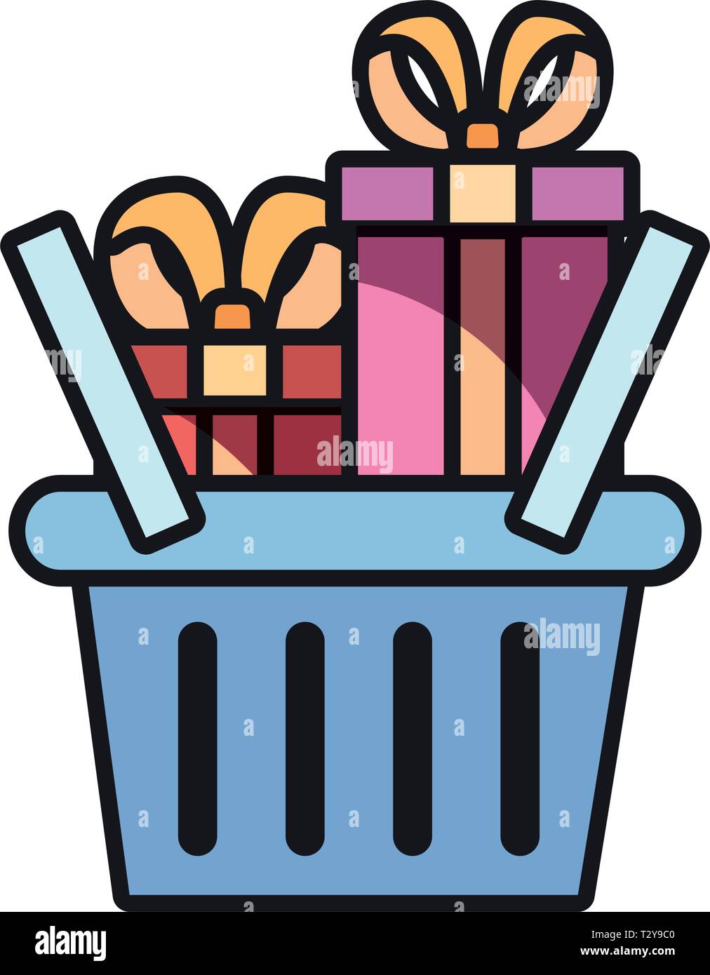online shopping basket gift boxes vector illustration Stock Vector ...