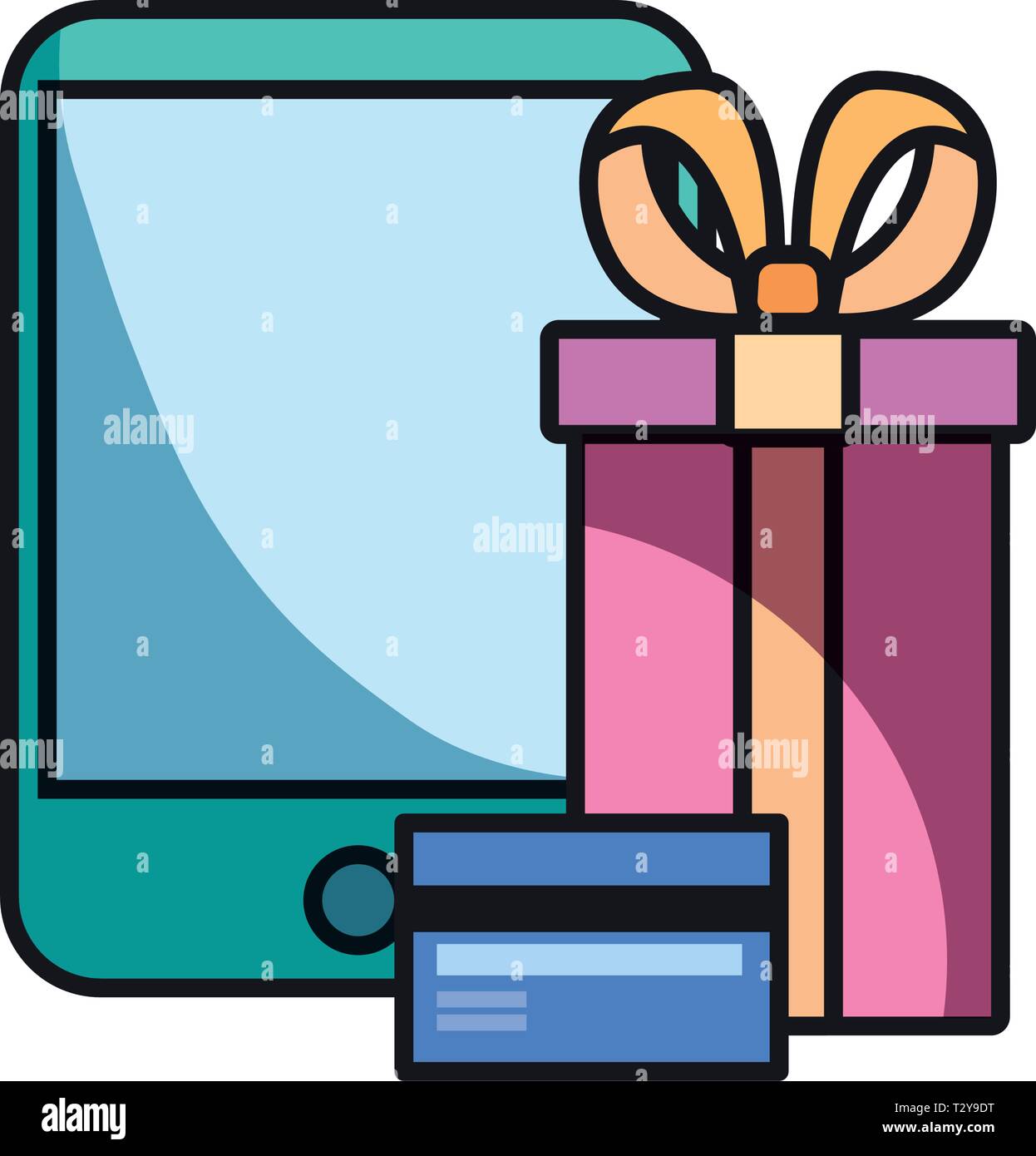 online shopping gift mobile bank card vector illustration Stock Vector ...