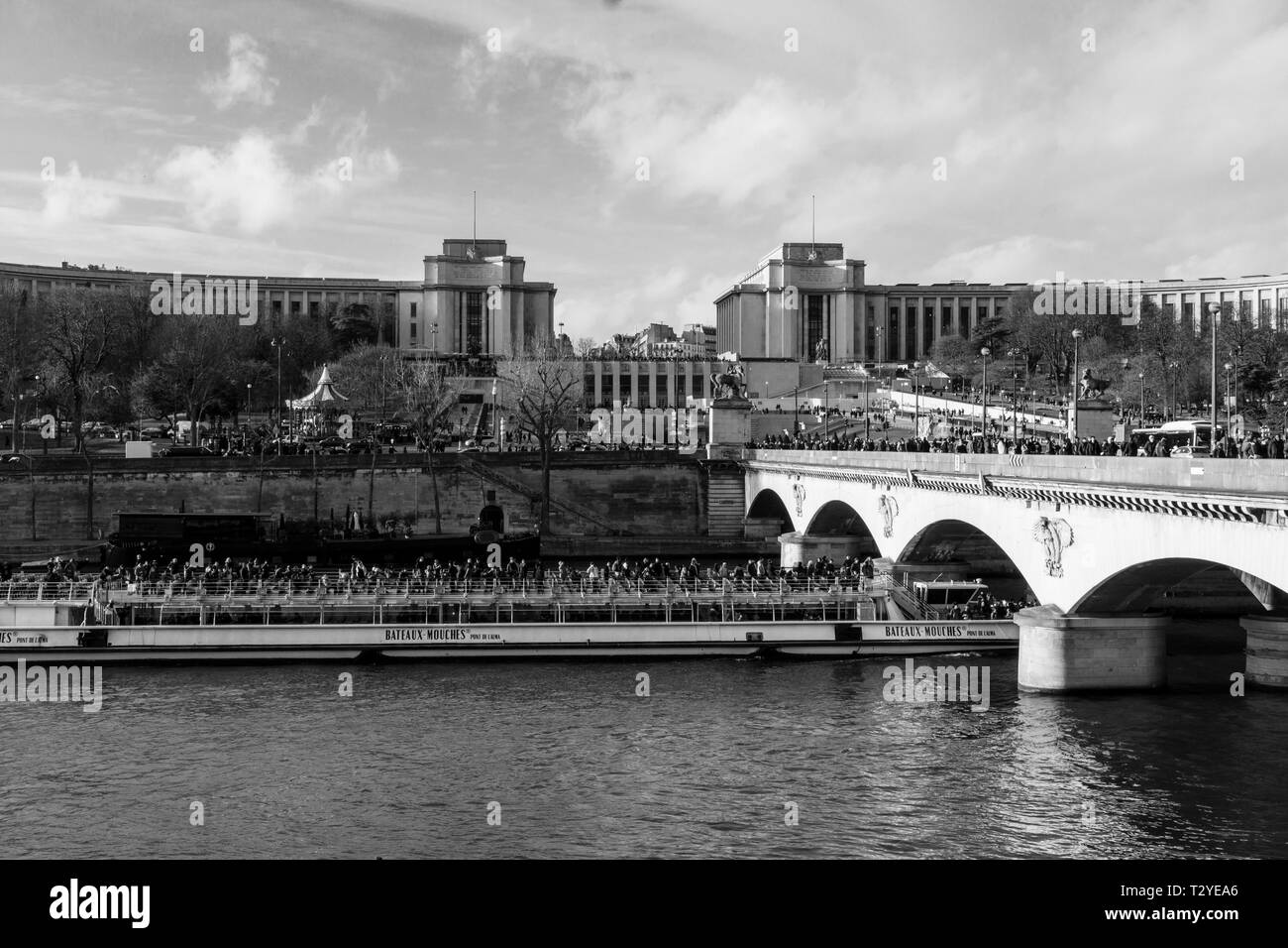 The seine and the jena bridge Black and White Stock Photos & Images - Alamy