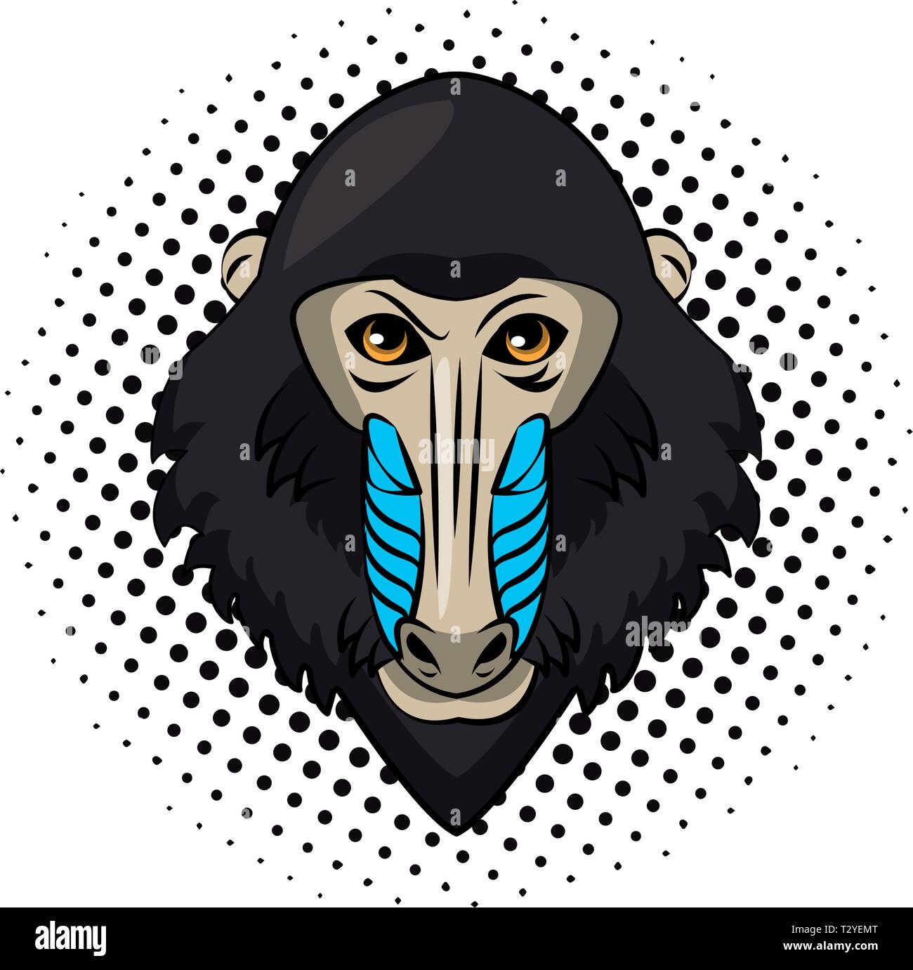 Mandrill face cool sketch Stock Vector