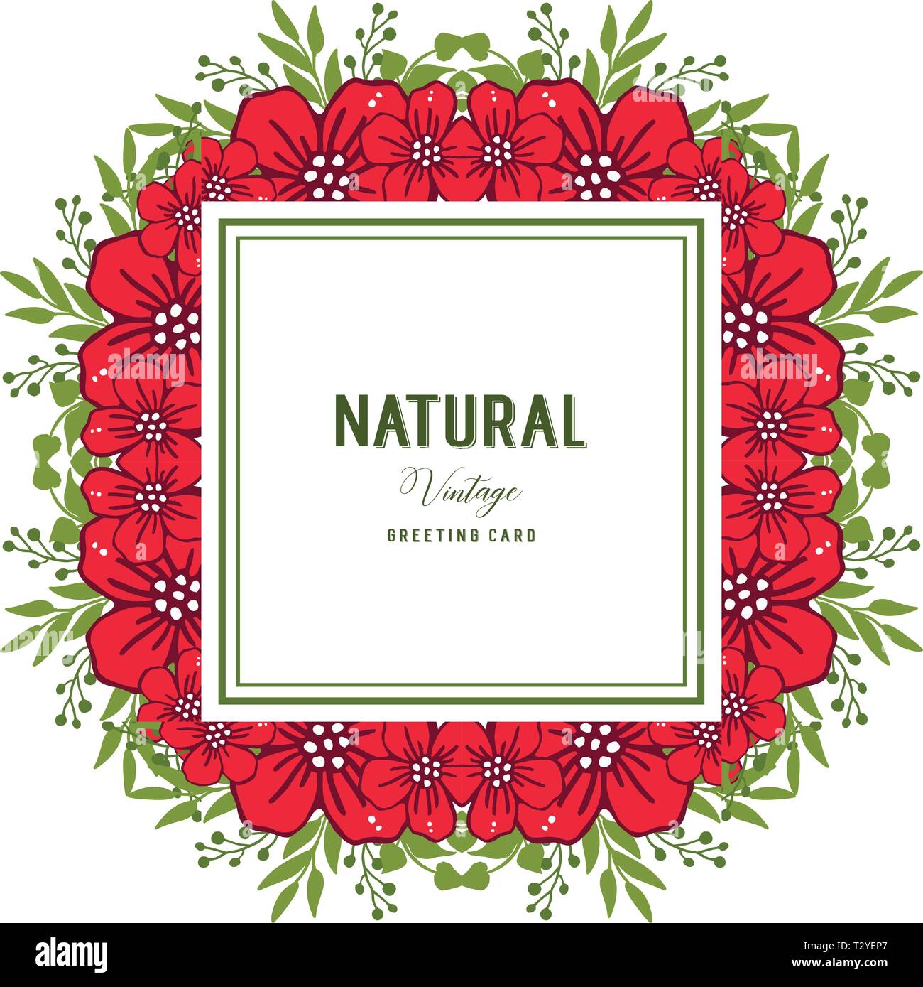 Vector illustration shape natural vintage with pattern art red wreath ...