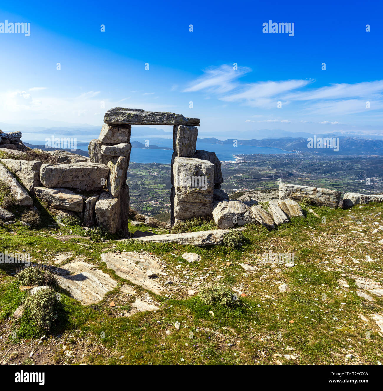 Ruins of the ancient Acropolis of the Armenians in Euboea island in Greece Stock Photo