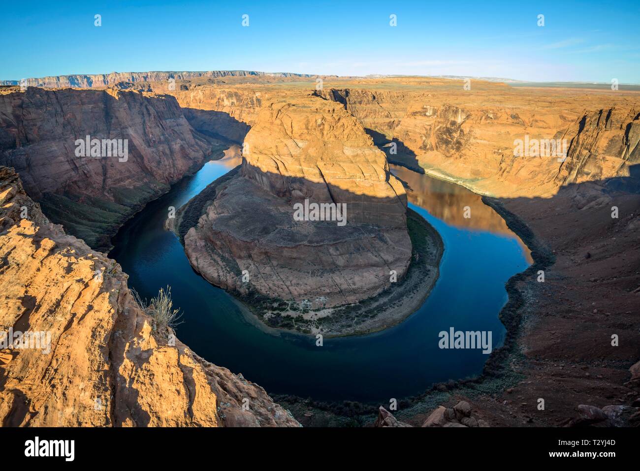 Horseshoe Bend, Colorado River River Loop at Morning Sun, Glen Canyon National Recreation Area, Page, Arizona, USA Stock Photo