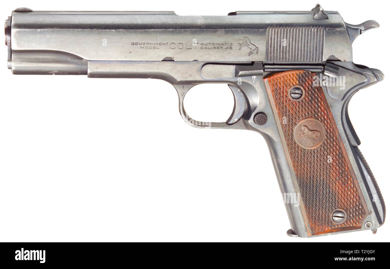 Small arms, pistols, Small arms, pistols, Colt Model 1911, caliber .45, Editorial-Use-Only Stock Photo