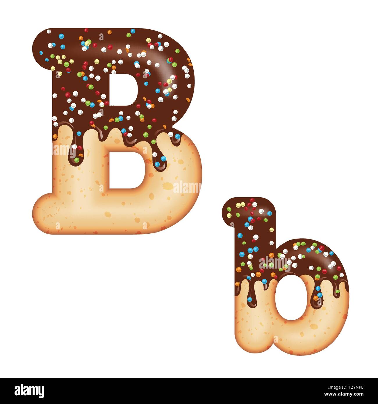 Tempting typography. Font design. Icing letter. Sweet 3D donut letter B