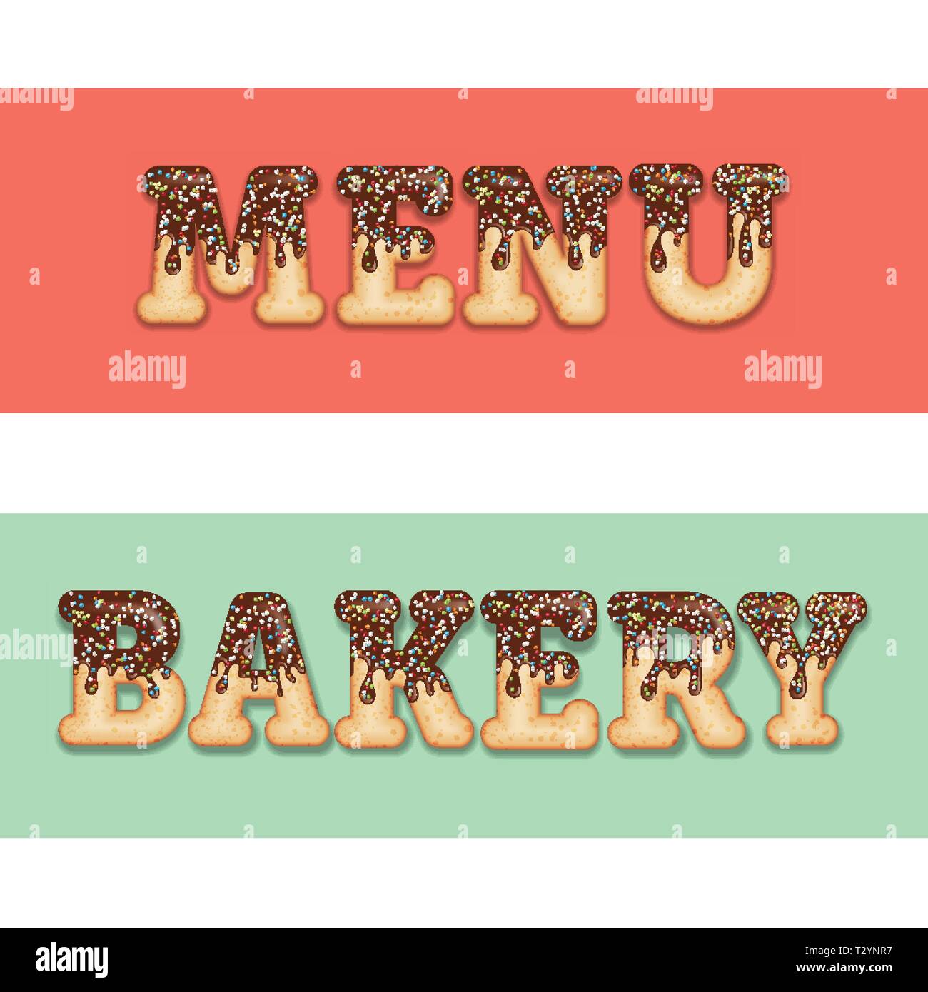 Tempting typography. Icing text. Words