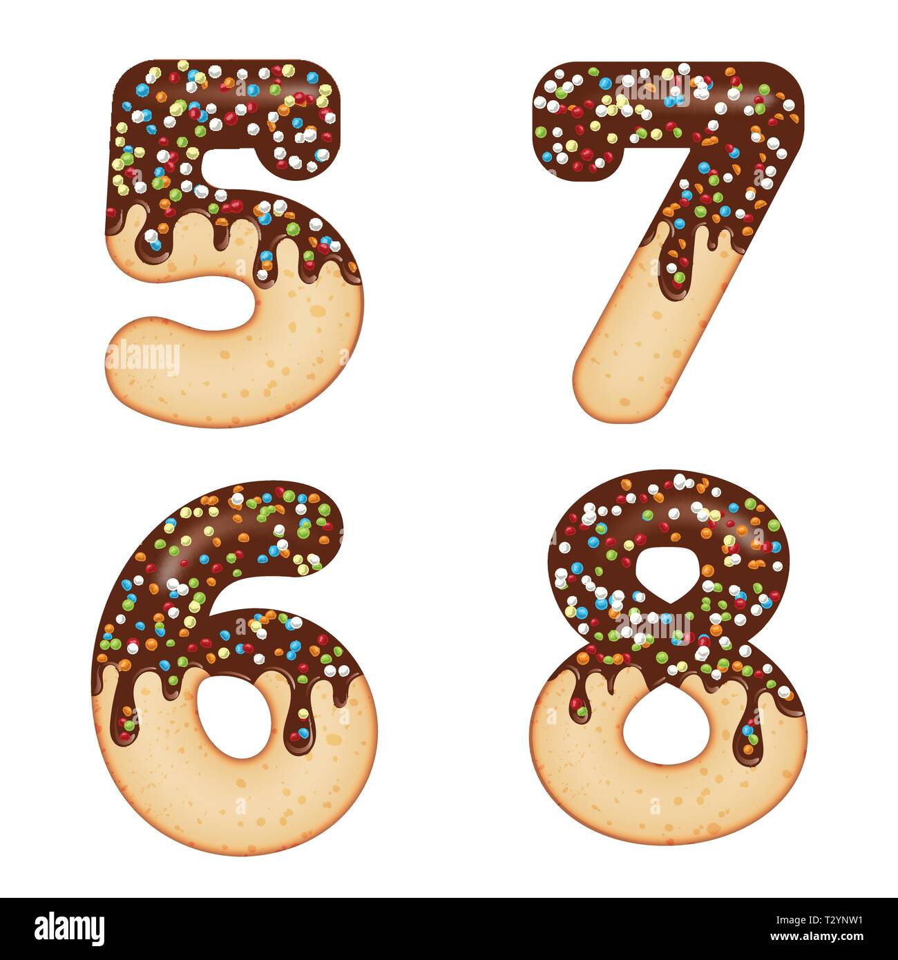 Tempting typography. Font design. Icing letter. Sweet 3D donut numbers