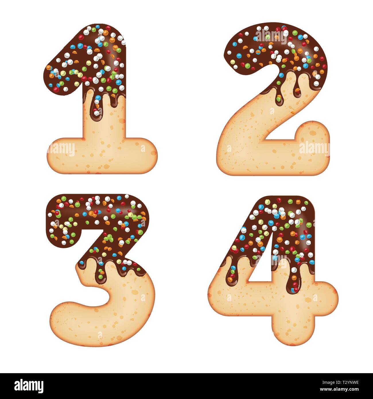 Tempting typography. Font design. Icing letter. Sweet 3D donut numbers