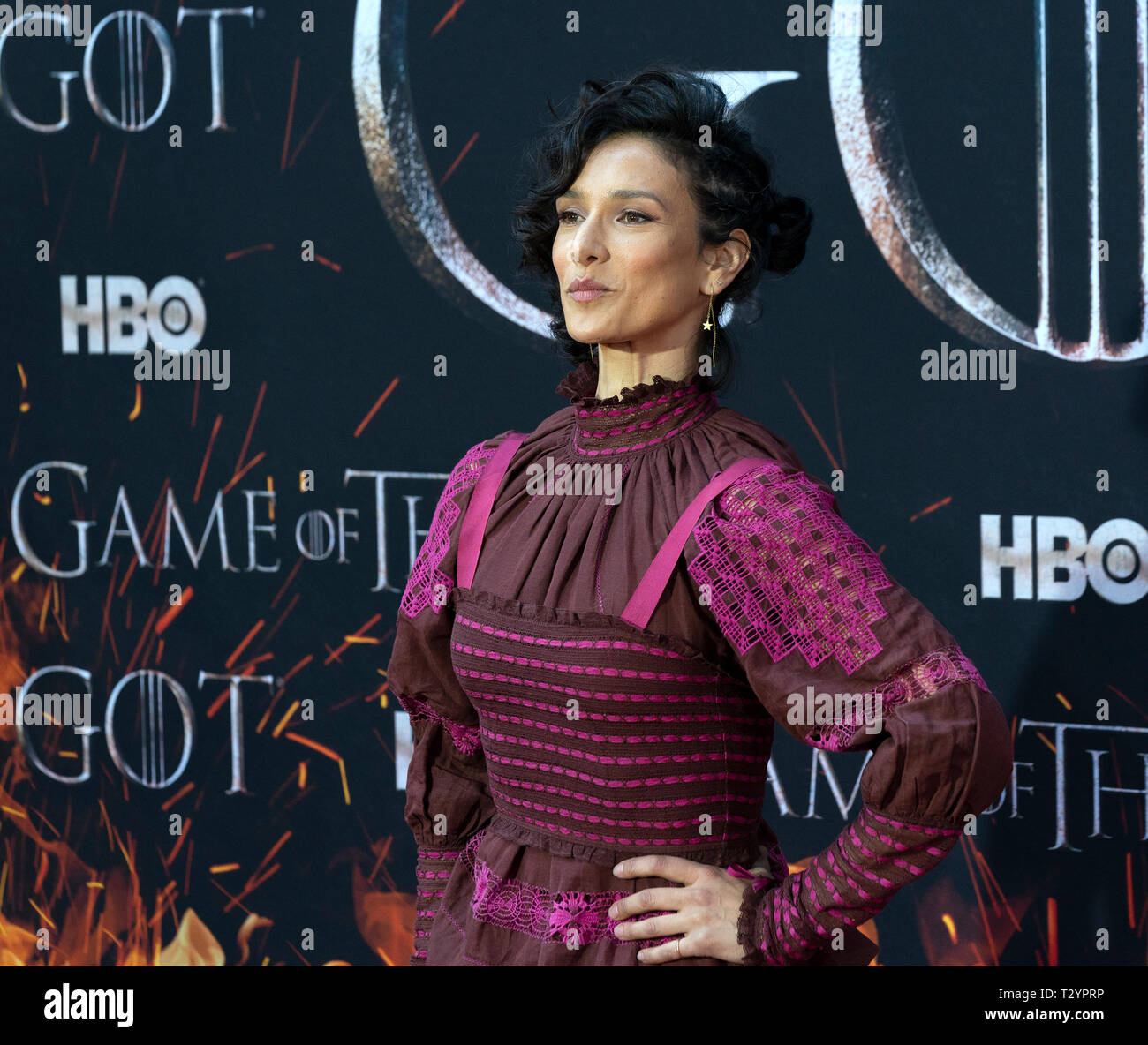 Indira Varma attends HBO Game of Thrones final season premiere at Radio