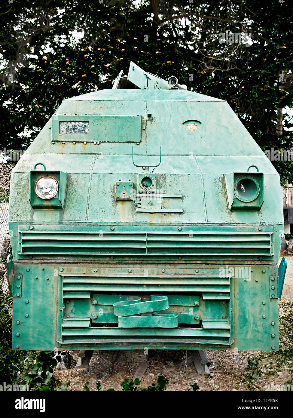 Monument of an antique armored tank train located next to Hua Lamphong Train Station in Bangkok, Thailand Stock Photo