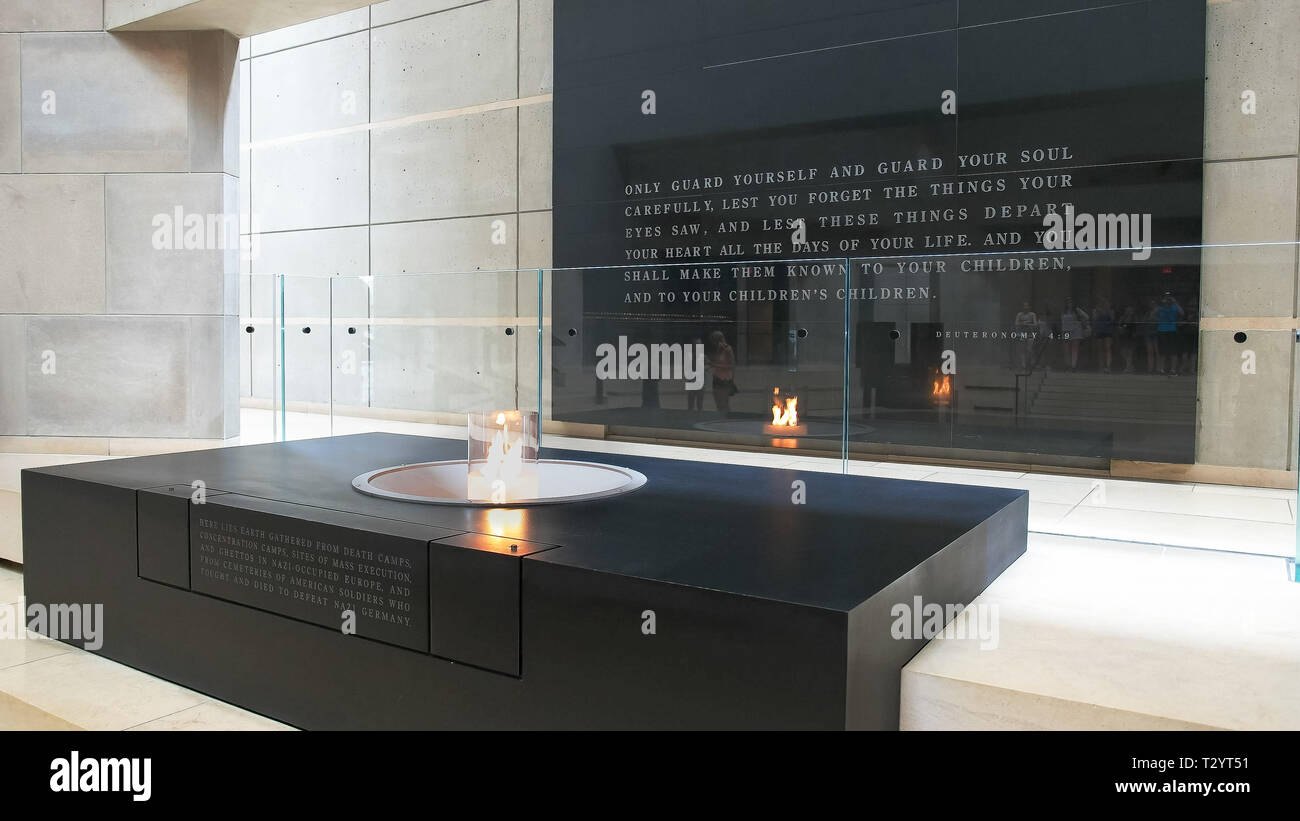 WASHINGTON, DC, USA - SEPTEMBER 10, 2015: the eternal flame in the hall of remembrance at the us holocaust memorial museum in washington, dc Stock Photo